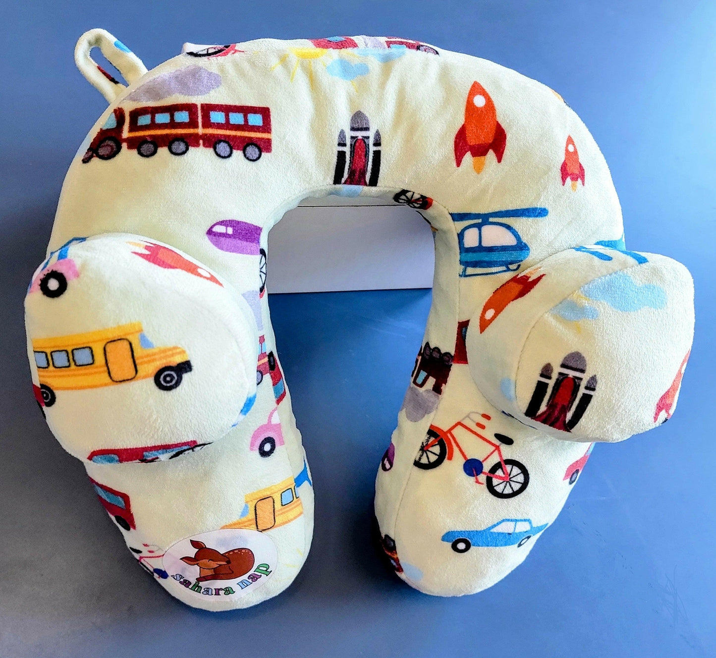 Sahara Nap Travel Neck Pillow (Cute Cars, Bus, Helicopter, Vehicles Print)