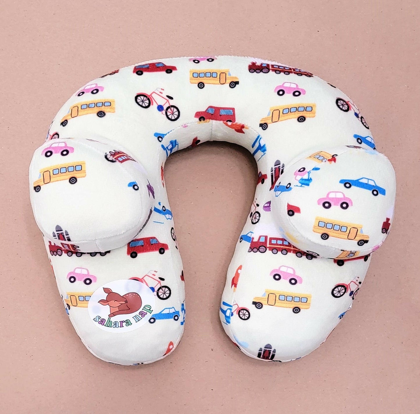 Sahara Nap Travel Neck Pillow (Cute Cars, Bus, Helicopter, Vehicles Print)