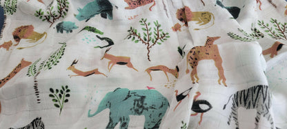 Sooki - Elephant Lion Jungle Animals Super Soft Bamboo Cotton (Muslin) Swaddle Blanket