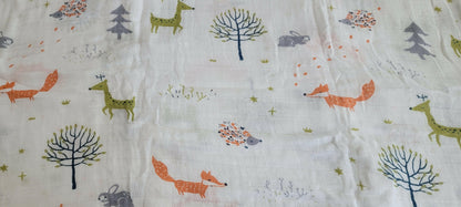 Sooki - Fox Rabbit Forest Animals Super Soft Bamboo Cotton (Muslin) Swaddle Blanket