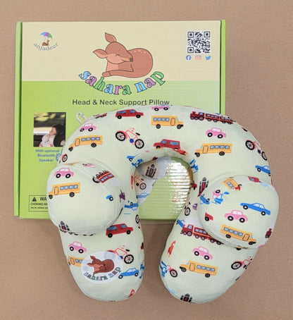 Sahara Nap Travel Neck Pillow (Cute Cars, Bus, Helicopter, Vehicles Print)