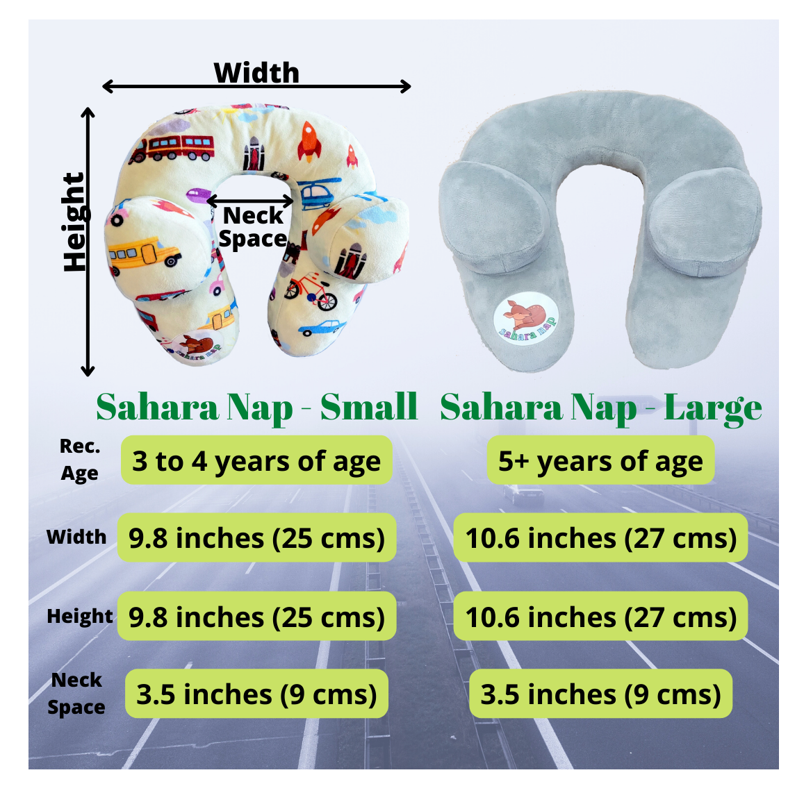 Sahara Nap Travel Neck Pillow (Cute Cars, Bus, Helicopter, Vehicles Print)