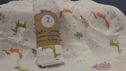 Sooki - Fox Rabbit Forest Animals Super Soft Bamboo Cotton (Muslin) Swaddle Blanket